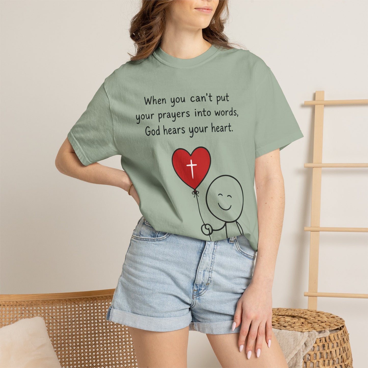 God Hears Your Heart Christian Oversized Shirt for Women, Comfort Colors Tee