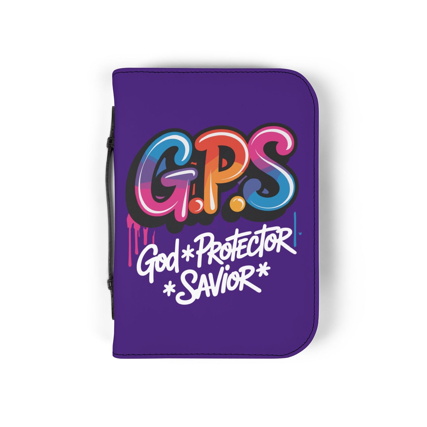 Colorful Bible Cover | G.P.S. God Protector Savior | Christian Gift, Religious Accessory, Bible Case, Faith Journal Holder, Church Supplies