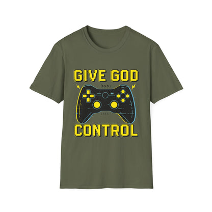 Give God Control - Christian Gamer T-Shirt - Funny Faith-Based Video Game Tee | Christian shirt | Custom Church Merch