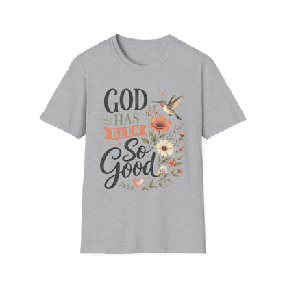 God Has Been So Good Christian T-Shirt for Women, Floral Hummingbird Faith Shirt | Christian shirt | Custom Church Merch