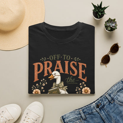 Praise the Lord T‑Shirt — 'Off to Praise the Lord' Floral Duck Christian Tee