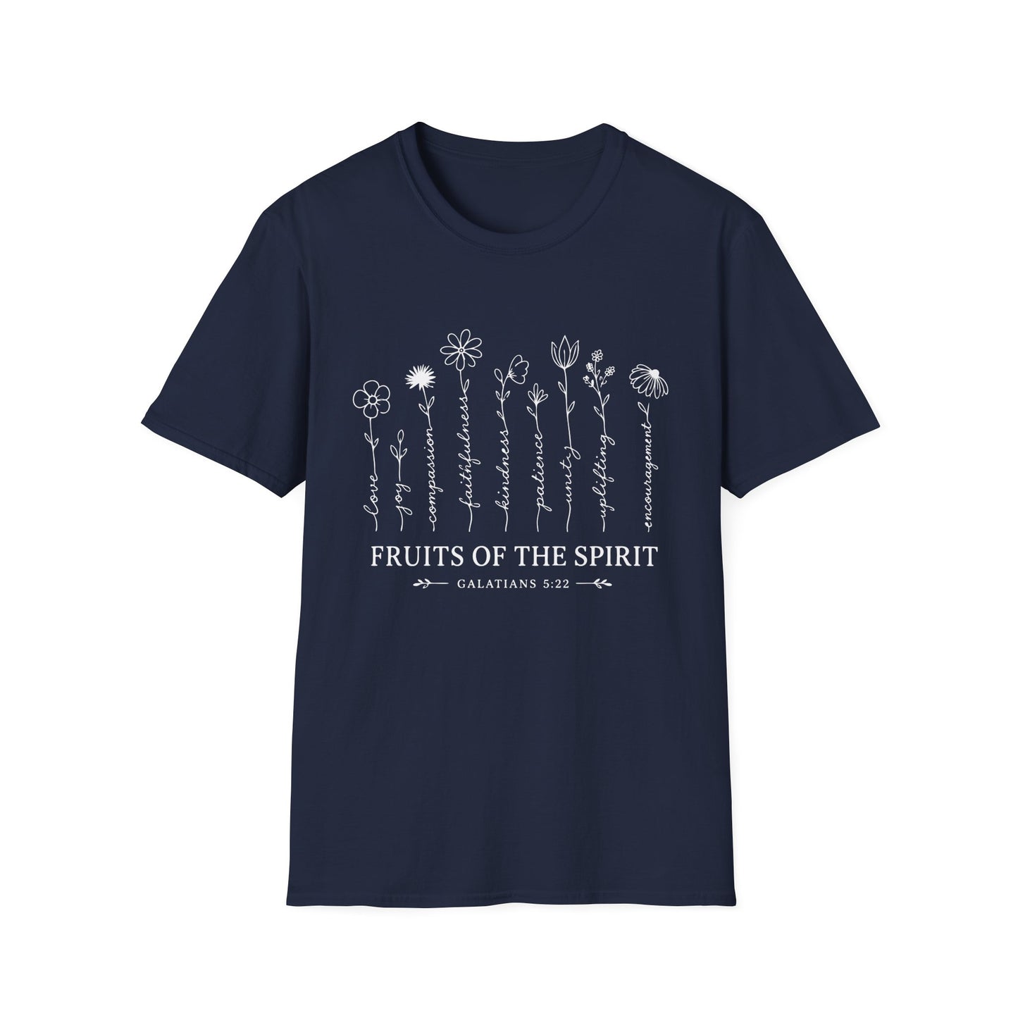 Fruits of the Spirit T-Shirt for Women | Floral Galatians 5:22 Christian Bible Verse Tee
