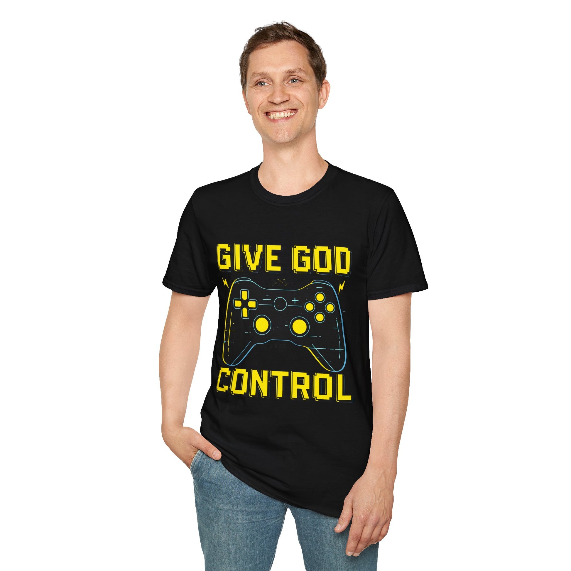 Give God Control - Christian Gamer T-Shirt - Funny Faith-Based Video Game Tee | Christian shirt | Custom Church Merch