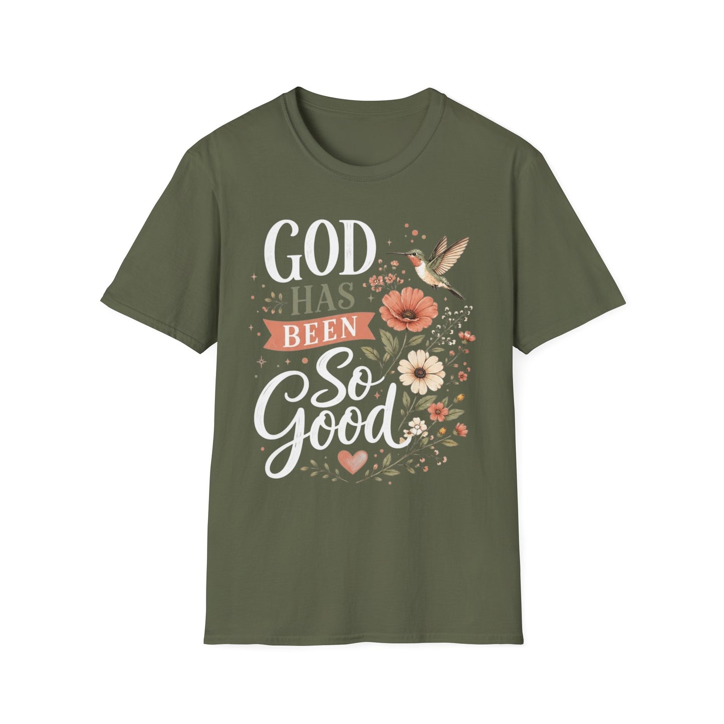 God Has Been So Good Christian T-Shirt for Women, Floral Hummingbird Faith Shirt | Christian shirt | Custom Church Merch