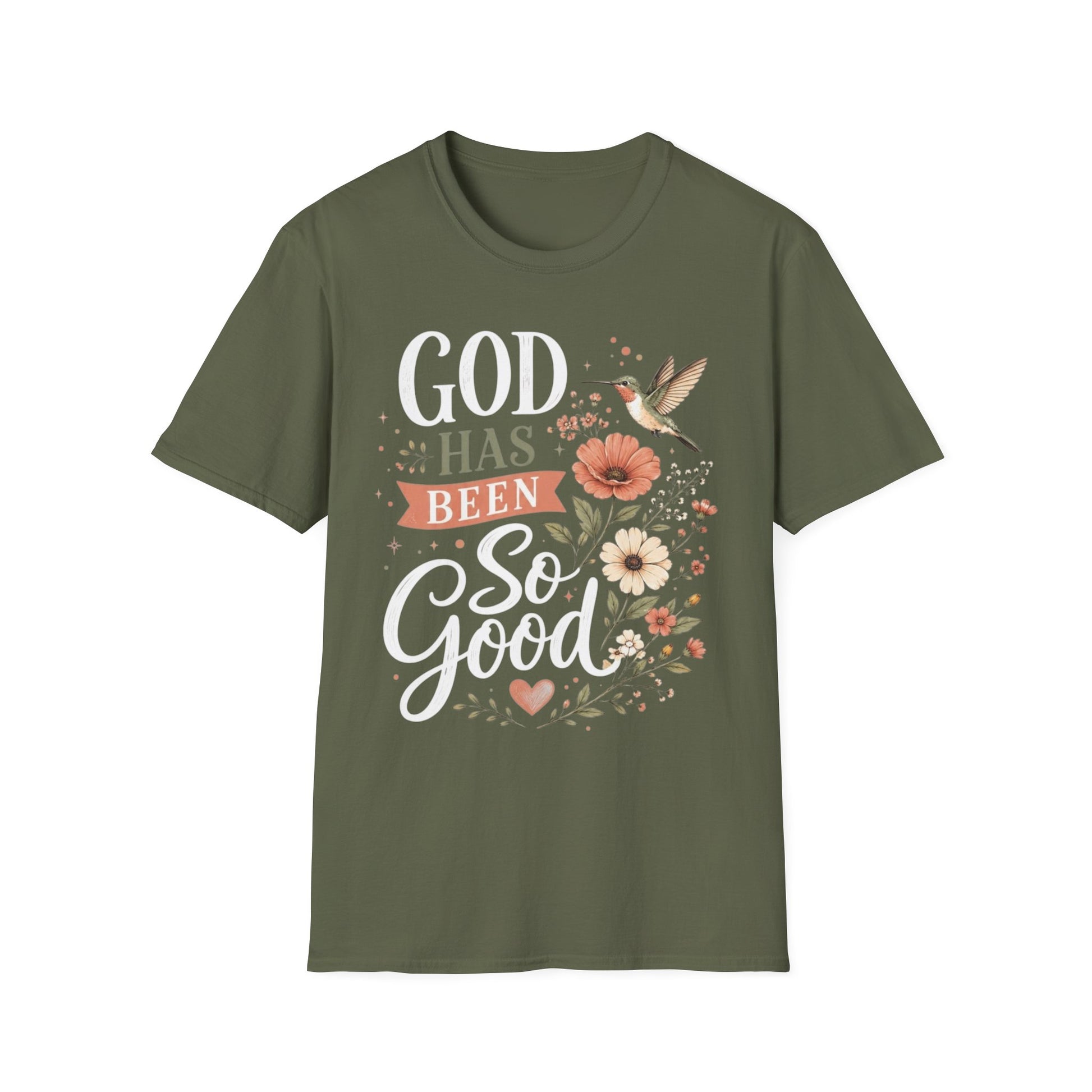 God Has Been So Good Christian T-Shirt for Women, Floral Hummingbird Faith Shirt | Christian shirt | Custom Church Merch