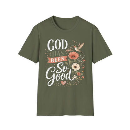 God Has Been So Good Christian T-Shirt for Women, Floral Hummingbird Faith Shirt | Christian shirt | Custom Church Merch