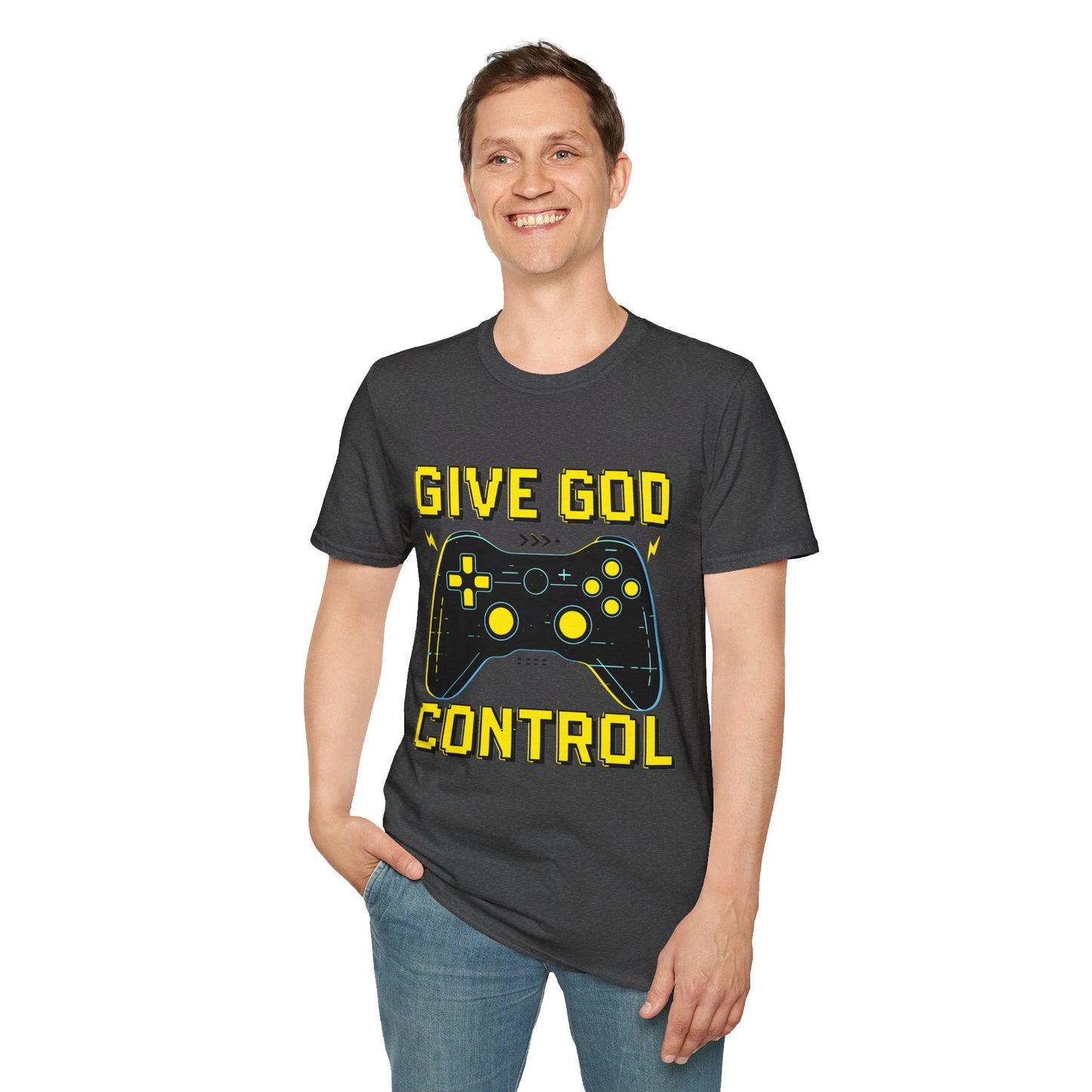 Give God Control - Christian Gamer T-Shirt - Funny Faith-Based Video Game Tee