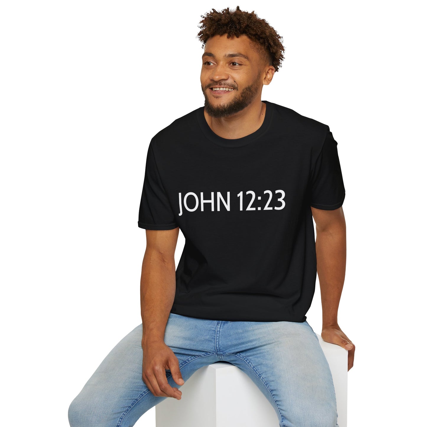 Bible Verse JOHN 12:23, Christian Faith T-Shirt with Scripture, The hour has come Faith Based Tee