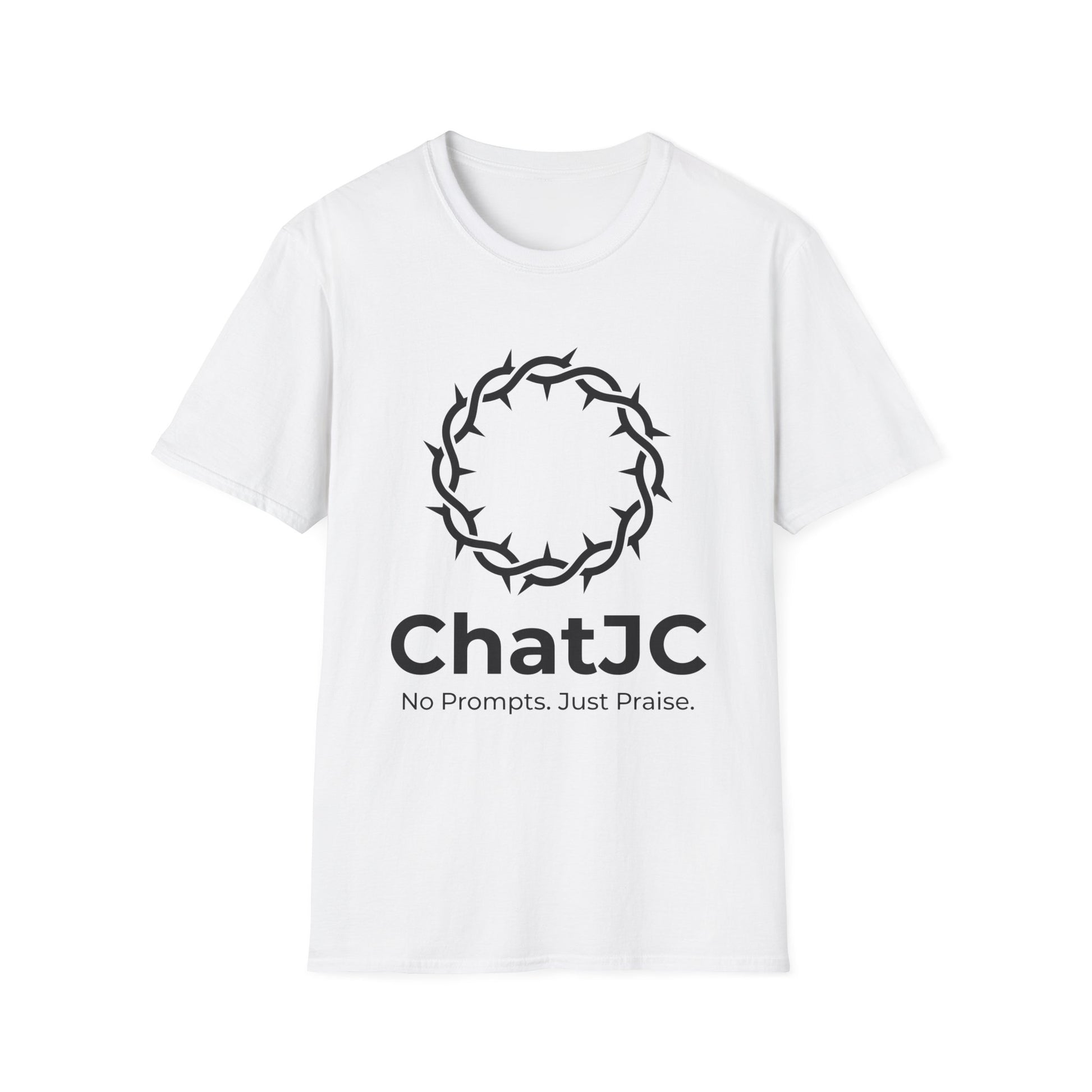 Christian AI Humor Shirt for Men Women – ChatJC Crown of Thorns Graphic Tee Fait | Christian shirt | Custom Church Merch