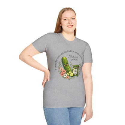 Funny Christian Pickle Lover Shirt for Women I'd Choose Pickles Faith Inspired Foodie Gift Tee