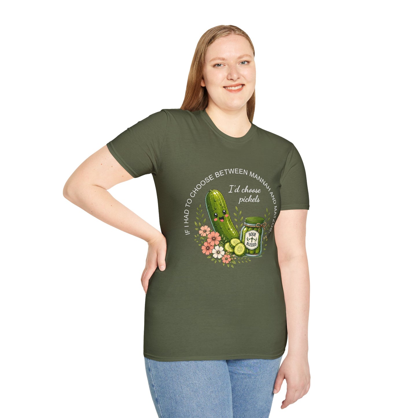 Funny Christian Pickle Lover Shirt for Women I'd Choose Pickles Faith Inspired Foodie Gift Tee