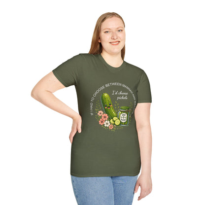 Funny Christian Pickle Lover Shirt for Women I'd Choose Pickles Faith Inspired Foodie Gift Tee