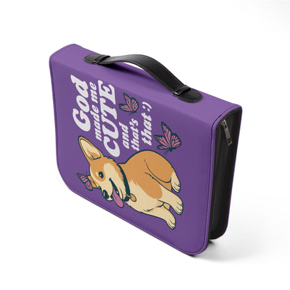 Cute Corgi Bible Cover, Pet Lover Gift, Religious Journal Holder, God Made Me Cute Case, Butterfly Design, Faith-Inspired Gift