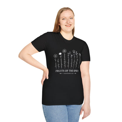 Fruits of the Spirit T-Shirt for Women | Floral Galatians 5:22 Christian Bible Verse Tee