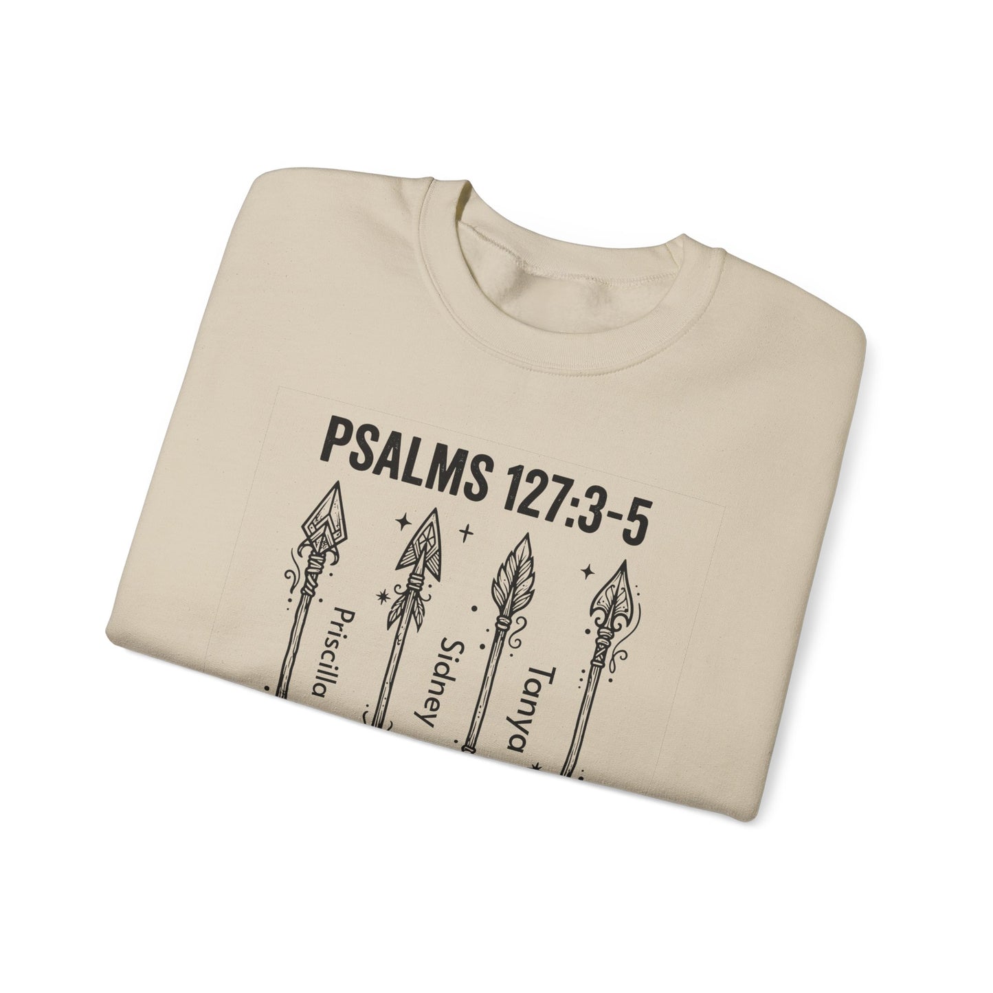 Psalm 127:3-5 Personalized Crewneck Sweatshirt | Add Kids Names, Arrow Family Blessing Scripture