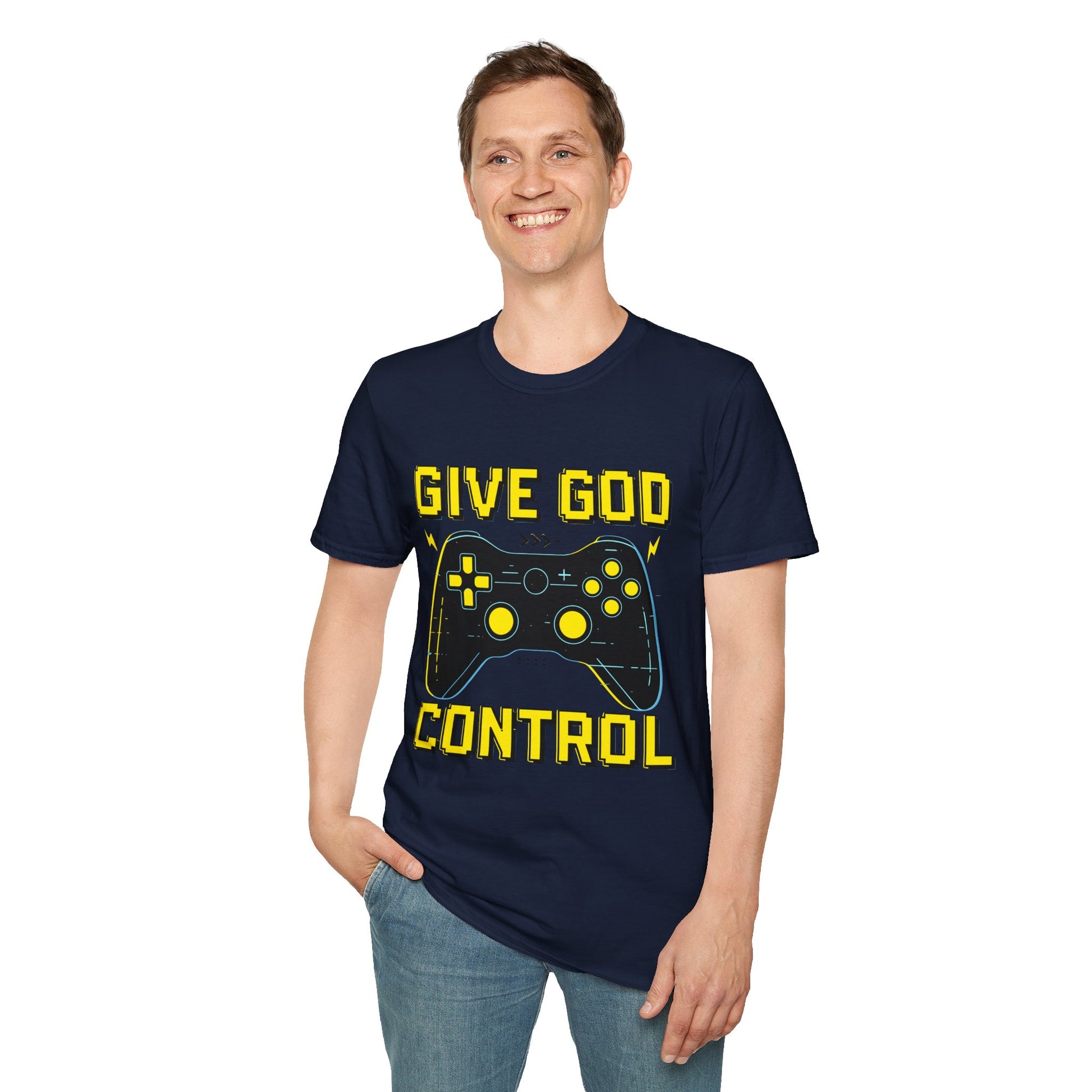 Give God Control - Christian Gamer T-Shirt - Funny Faith-Based Video Game Tee | Christian shirt | Custom Church Merch