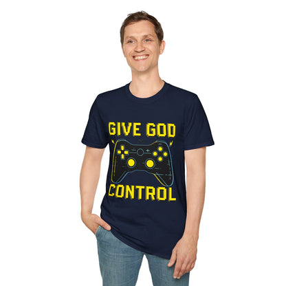 Give God Control - Christian Gamer T-Shirt - Funny Faith-Based Video Game Tee | Christian shirt | Custom Church Merch