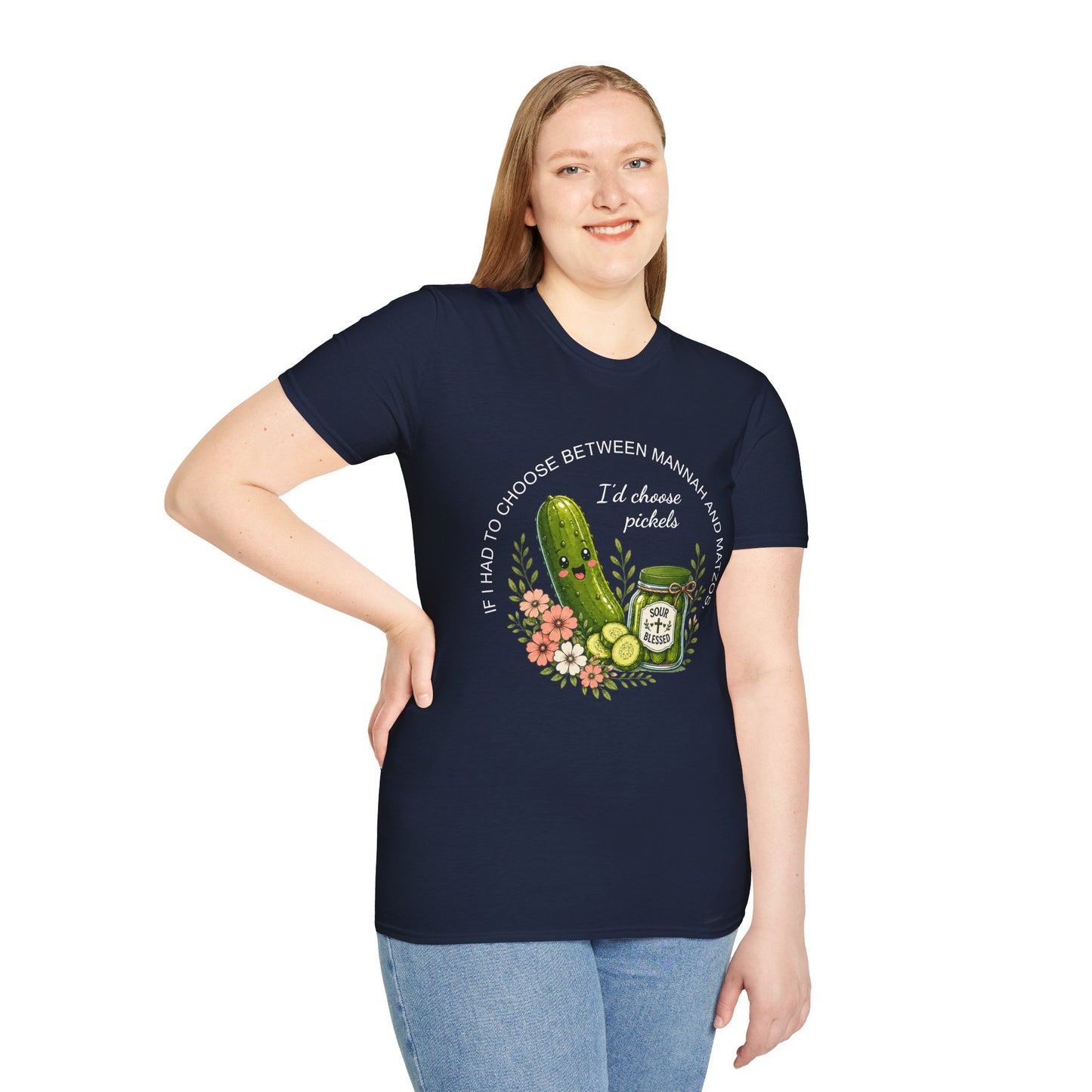 Funny Christian Pickle Lover Shirt for Women I'd Choose Pickles Faith Inspired Foodie Gift Tee