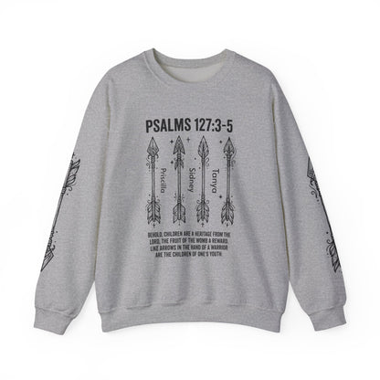 Psalm 127:3-5 Personalized Crewneck Sweatshirt | Christian hoodie | Custom Church Merch