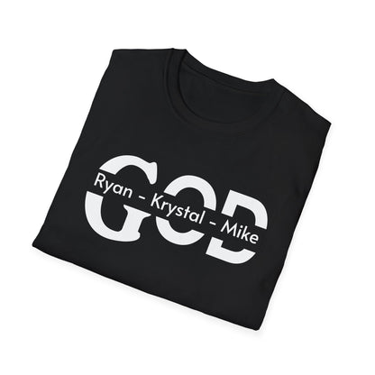 Personalized God Name Stripe T-Shirt — Add Kids Names Faith Tee (e.g., Ryan • Krystal • Mike)