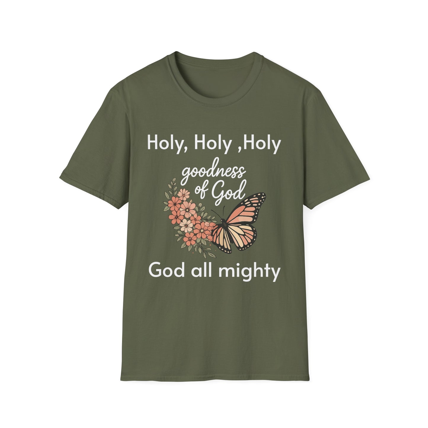 Personalized Scripture T-Shirt — Monarch Butterfly & Flowers | Christian shirt | Custom Church Merch