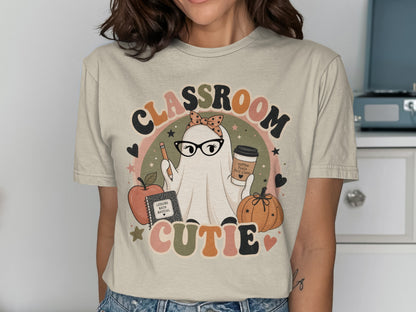 Classroom Cutie graphic with ghost, apple, pumpkin, and coffee cup.