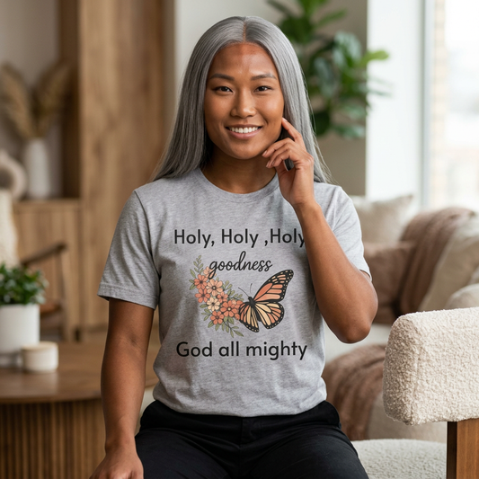 Personalized Scripture T-Shirt — Monarch Butterfly & Flowers
