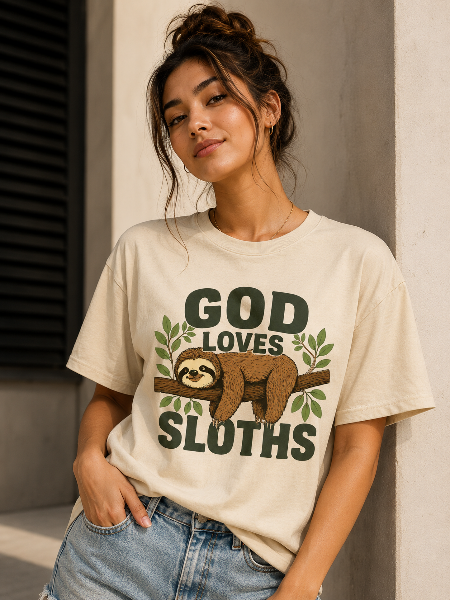 God Loves Sloths Funny Christian T Shirt for Men Women – Cute Faith Based Sloth  | Christian shirt | Custom Church Merch