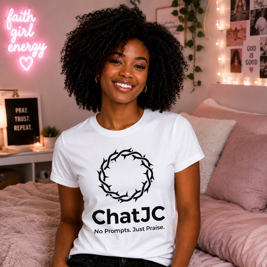 Christian AI Humor Shirt for Men Women – ChatJC Crown of Thorns Graphic Tee Faith Based Funny Jesus Shirt