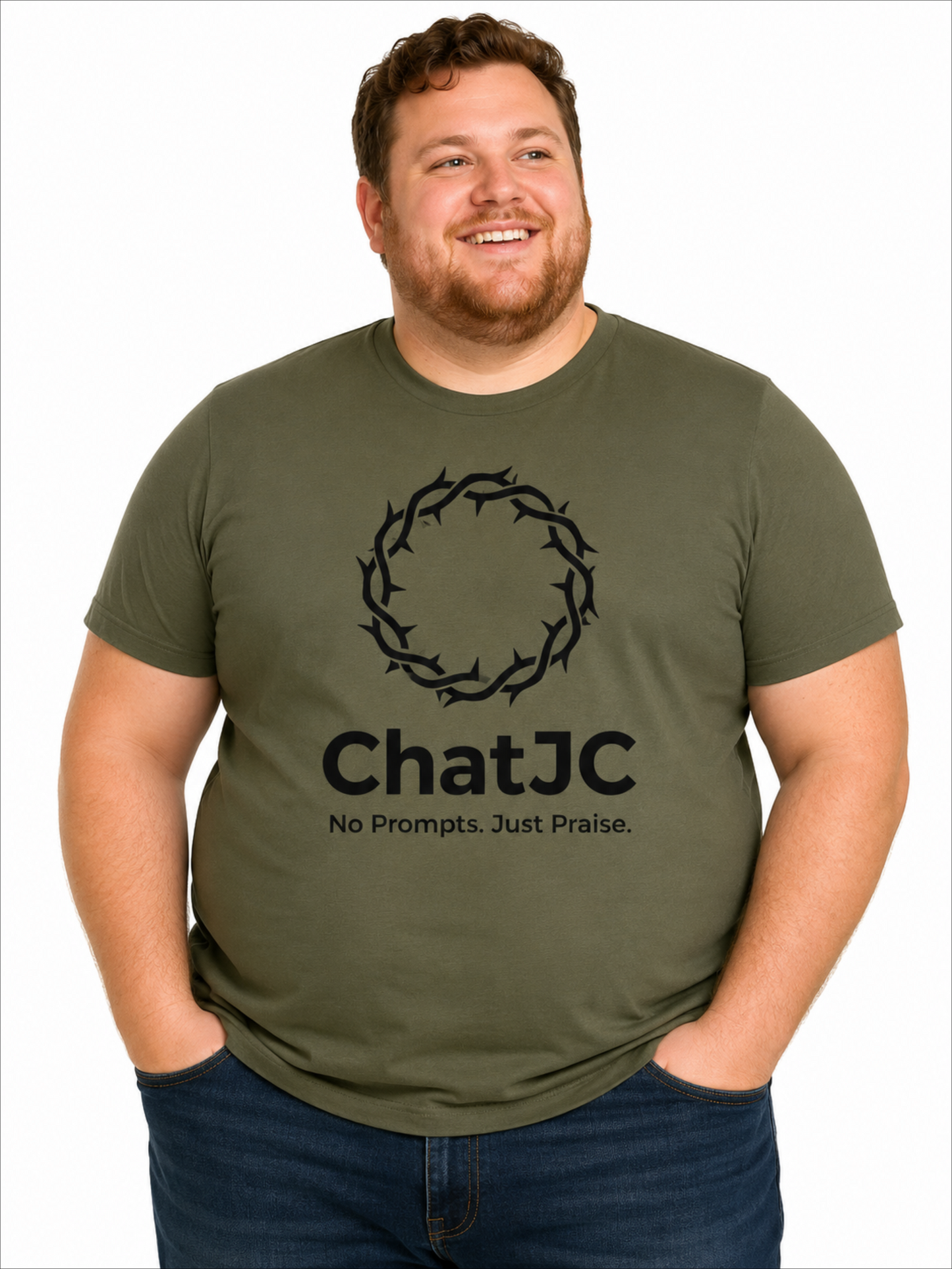 Christian AI Humor Shirt for Men Women – ChatJC Crown of Thorns Graphic Tee Fait | Christian shirt | Custom Church Merch