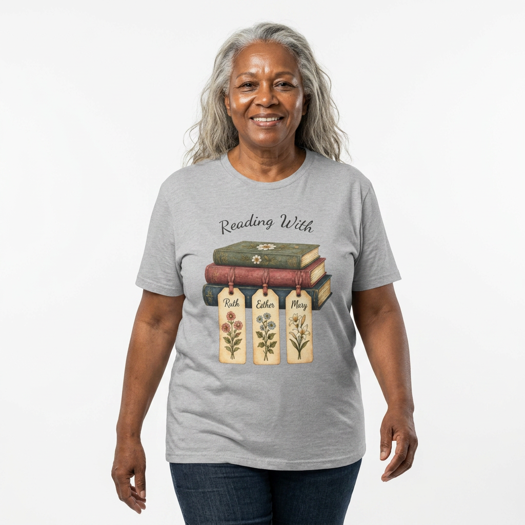Christian Book Lover Shirt for Women – Reading With Ruth Esther & Mary Bible Stu | Christian shirt | Custom Church Merch