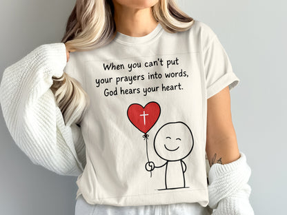 God Hears Your Heart Christian Oversized Shirt for Women, Comfort Colors Tee