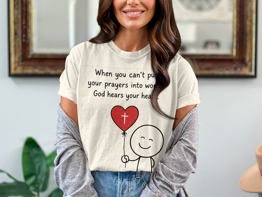 God Hears Your Heart Christian Oversized Shirt for Women, Comfort Colors Tee