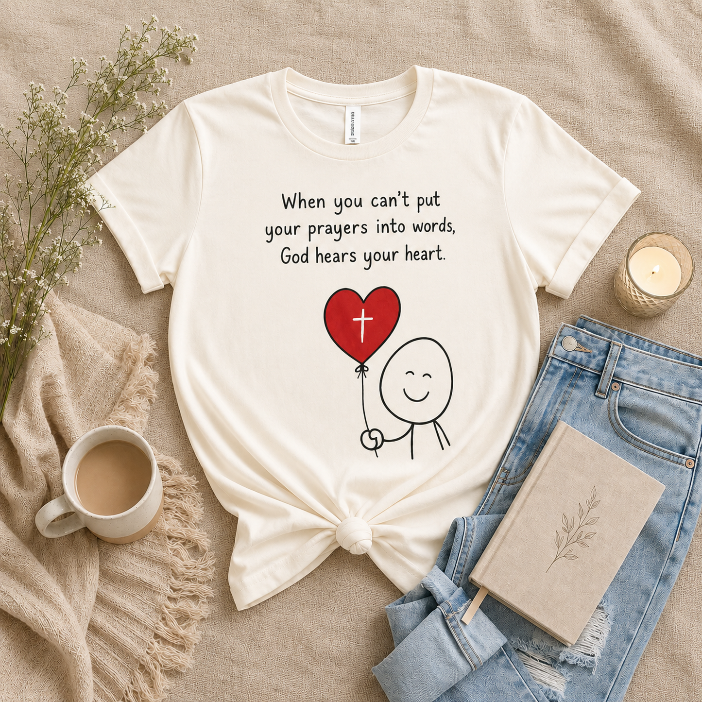God Hears Your Heart Christian Oversized Shirt for Women, Comfort Colors Tee