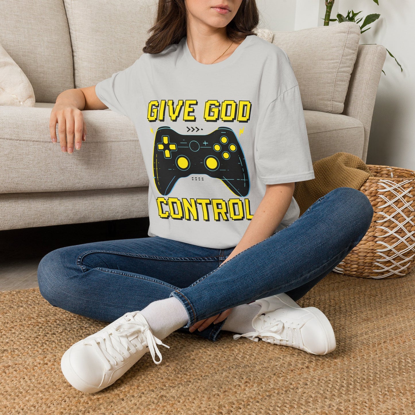 Give God Control - Christian Gamer T-Shirt - Funny Faith-Based Video Game Tee | Christian shirt | Custom Church Merch
