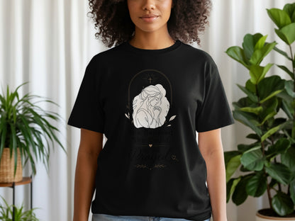 Black t-shirt with "She Believed She Could, So She Prayed" text and praying woman graphic.