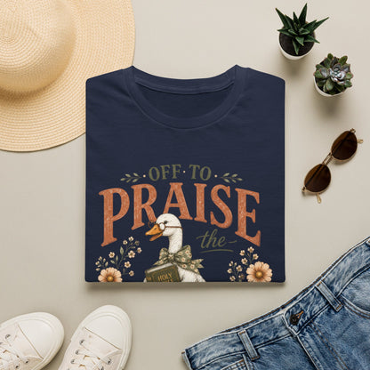 Praise the Lord T‑Shirt — 'Off to Praise the Lord' Floral Duck Christian Tee