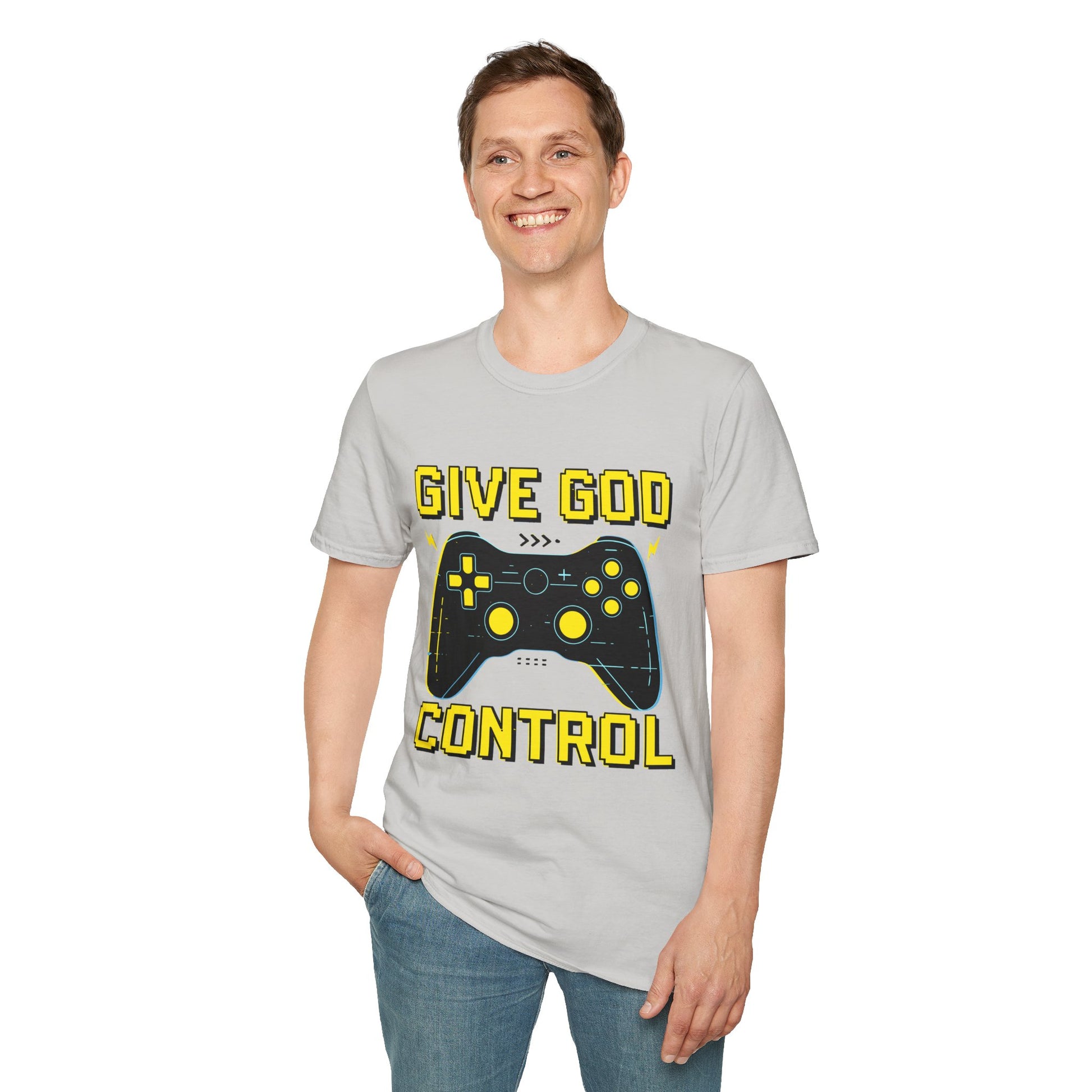 Give God Control - Christian Gamer T-Shirt - Funny Faith-Based Video Game Tee | Christian shirt | Custom Church Merch