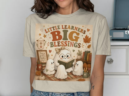 Little Learners Big Blessings ghost reading to children with Proverbs verse.