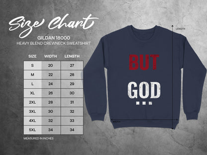 Gildan 18000 size chart for crewneck sweatshirt.
