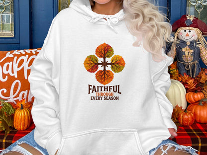 Faithful Through Every Season T-Shirt, Autumn Tree Cross Design, Christian Faith | Christian shirt | Custom Church Merch