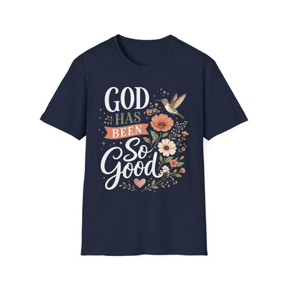 God Has Been So Good Christian T-Shirt for Women, Floral Hummingbird Faith Shirt | Christian shirt | Custom Church Merch