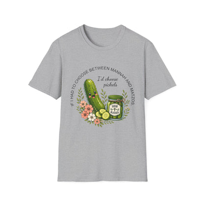 Funny Christian Pickle Lover Shirt for Women I'd Choose Pickles Faith Inspired Foodie Gift Tee
