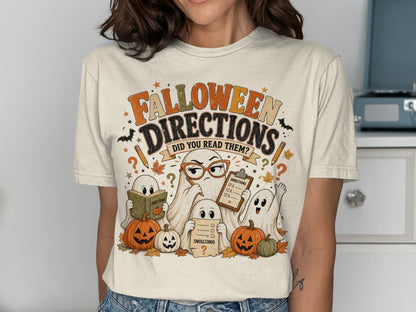 Halloween Directions: Did you read them? Ghosts with pumpkins and books.