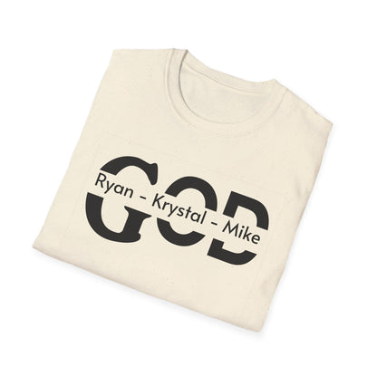 Personalized God Name Stripe T-Shirt — Add Kids Names Faith Tee (e.g., Ryan • Krystal • Mike)