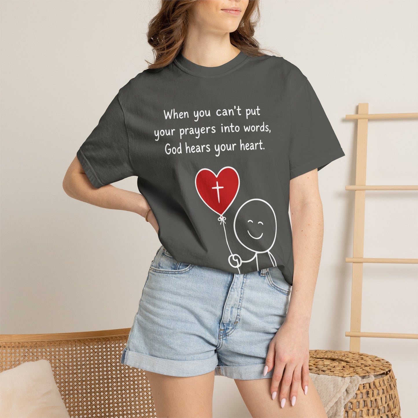 God Hears Your Heart Christian Oversized Shirt for Women, Comfort Colors Tee