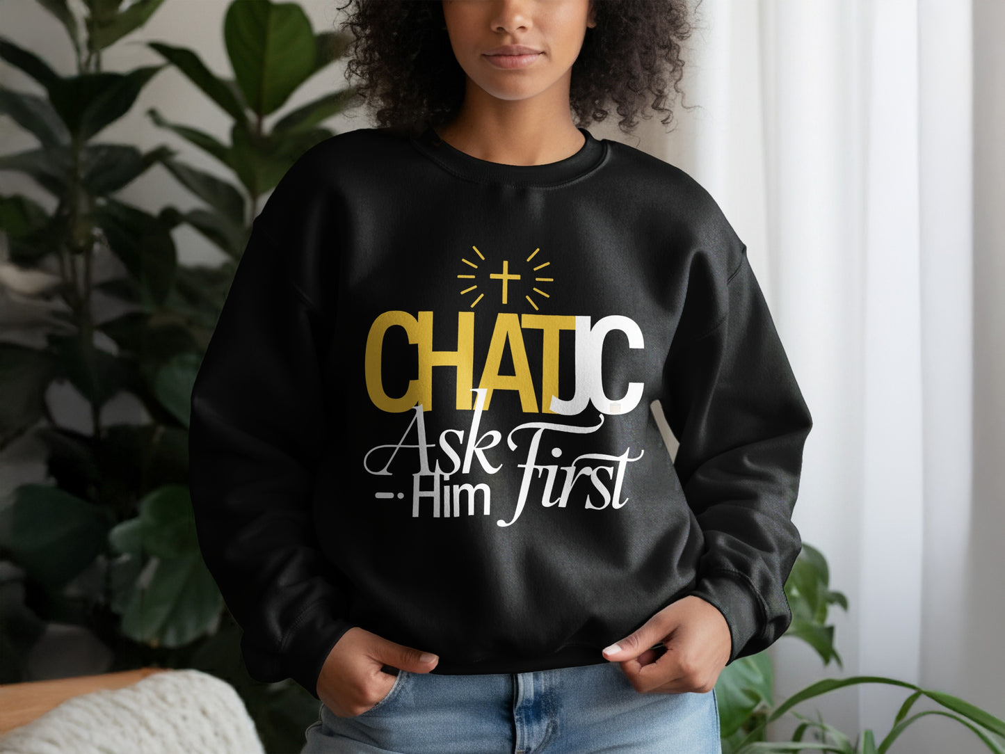CHATJC Ask Him First Glowing Cross Black product type