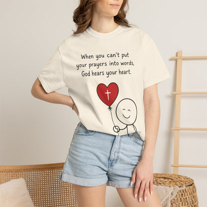God Hears Your Heart Christian Oversized Shirt for Women, Comfort Colors Tee