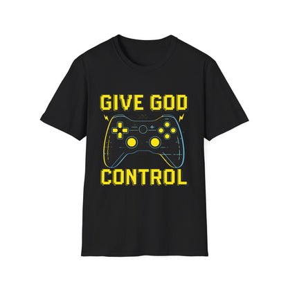 Give God Control - Christian Gamer T-Shirt - Funny Faith-Based Video Game Tee | Christian shirt | Custom Church Merch