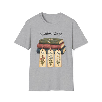 Christian Book Lover Shirt for Women – Reading With Ruth Esther & Mary Bible Stu | Christian shirt | Custom Church Merch